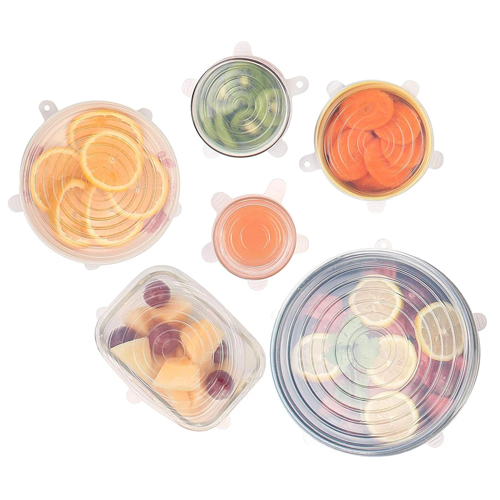 Amazon Hot Selling As Seen On TV Flexible 6 Pack Silicone Stretch Lids Set Of Various Siz