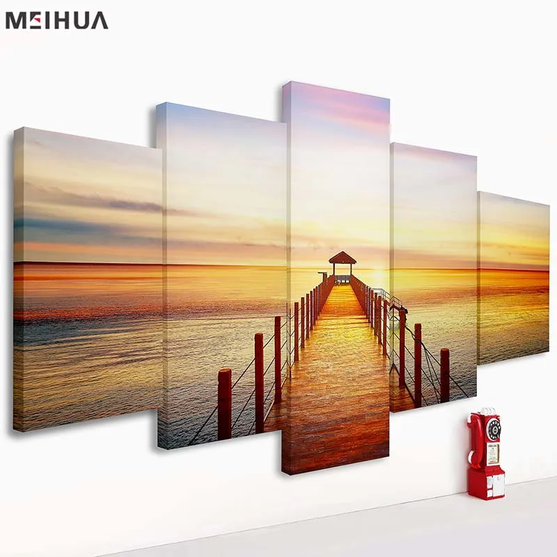 
Good design 5 piece canvas wall art abstract watercolor painting for home 