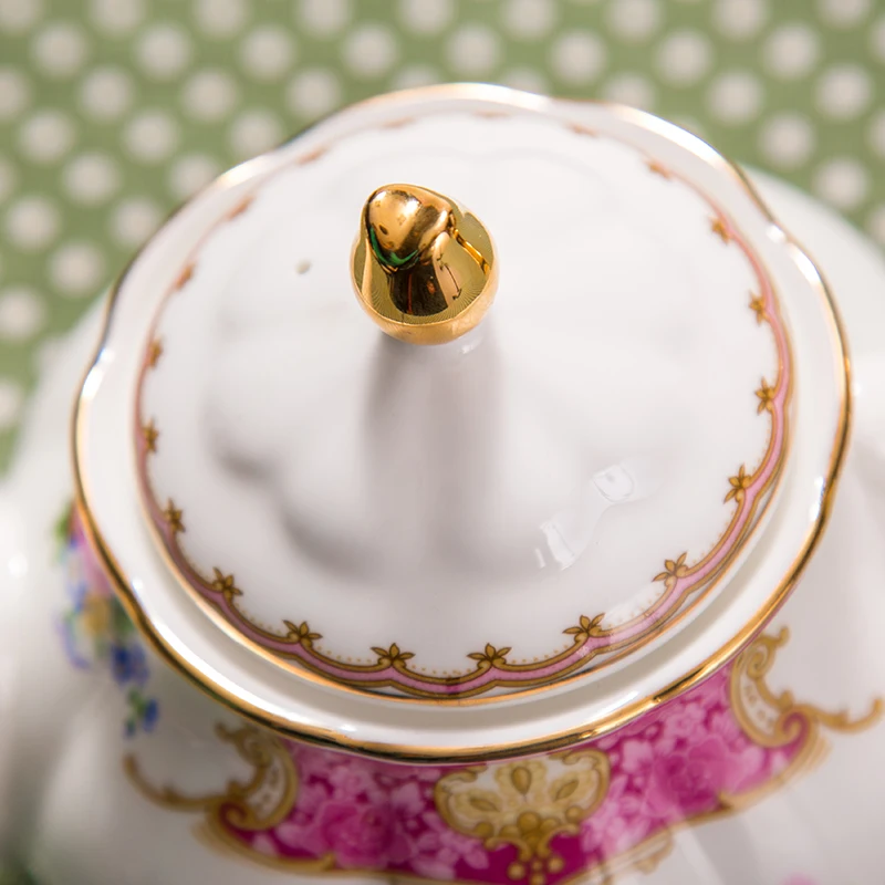 British Style Girls Like Vintage Fine Bone China Gold Rim Ceramic Tea Pot