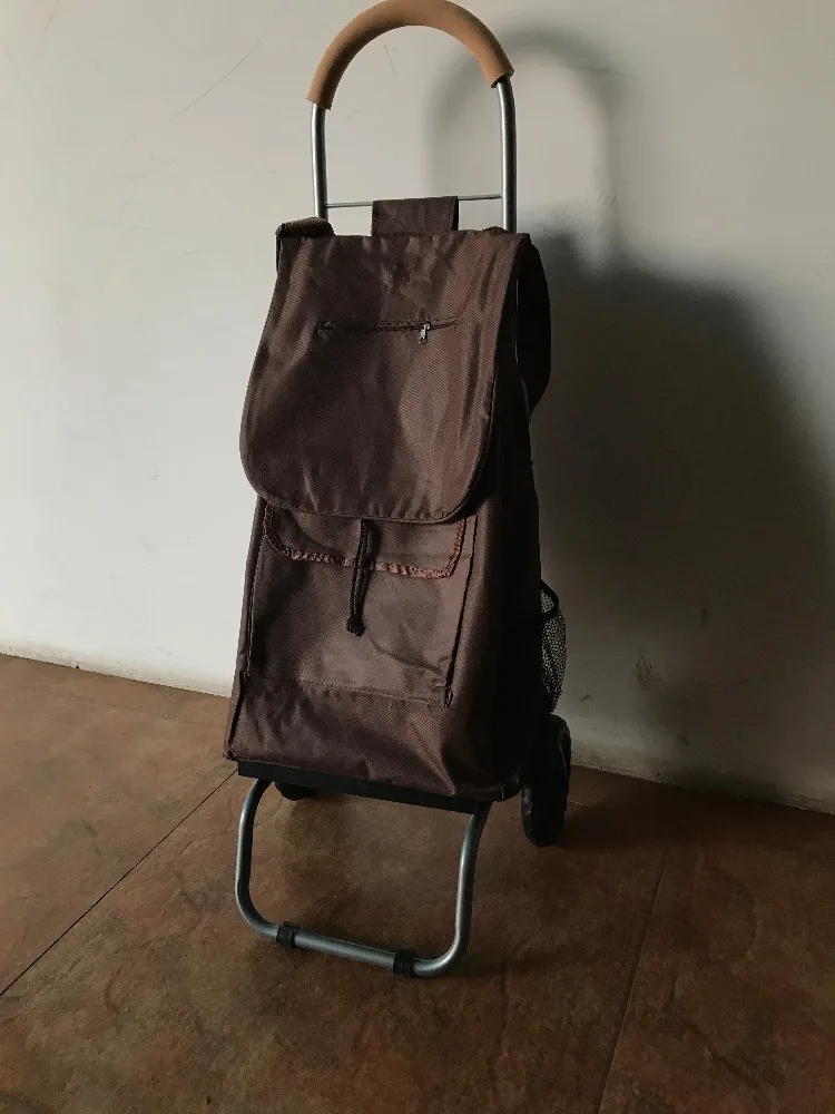 Laundry Trolley Dolly, Brown Laundry Bag Hamper Basket cart with wheels sorter,T-3004B