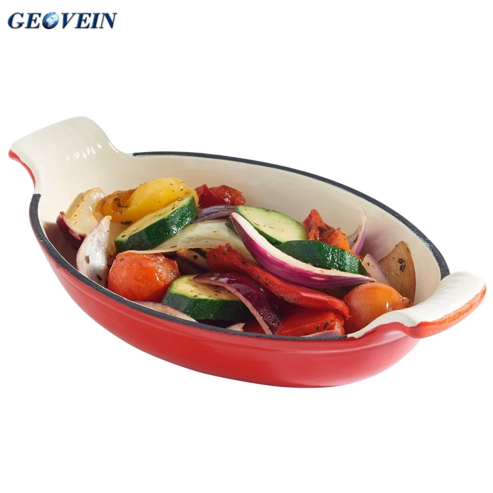 Tableware Roasting Pan Fish Shape Enamel Cast Iron Dish Pan for dinner