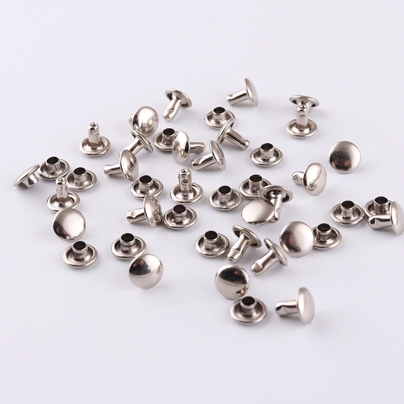 Metal decorative double cap rivet for leather