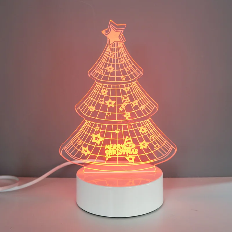 Color Changing Creative Acrylic Purple Christmas Tree 3D USB LED Light