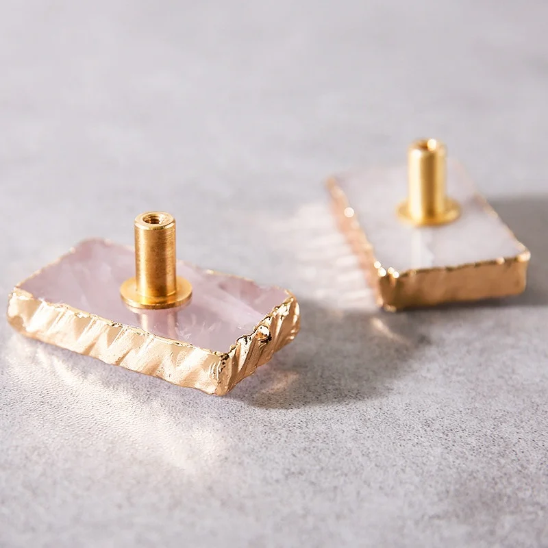 QS-HK0100 Crystal knob gold drawer handles brass cabinet handle modern furniture