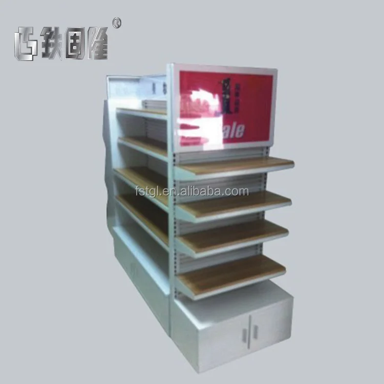 Fashion supermarket metal display shelf layout design equipment