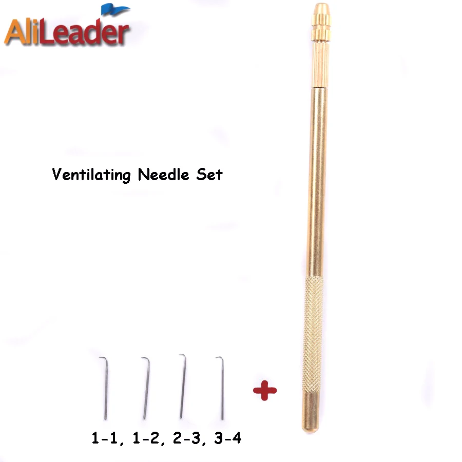 AliLeader Lace Wig Hair Extension Tools 1 Set 4 Knitting Needles 1 Copper Holder Ventilating Needles Crochet Hook for Wig Making