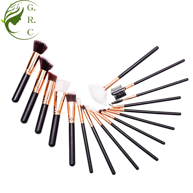 Small order acceptable gradient Synthetic hair cosmetic brushes halal makeup brush private logo label 16 piece makeup brush set