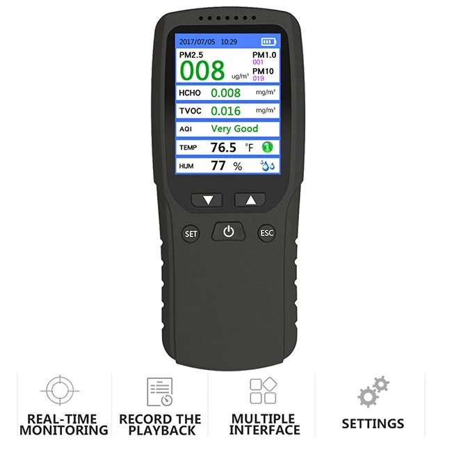 Air detector Indoor/Outdoor PM2.5/HCHO/TVOC Tester  Meter air quality monitor Detector Gas Analyzer