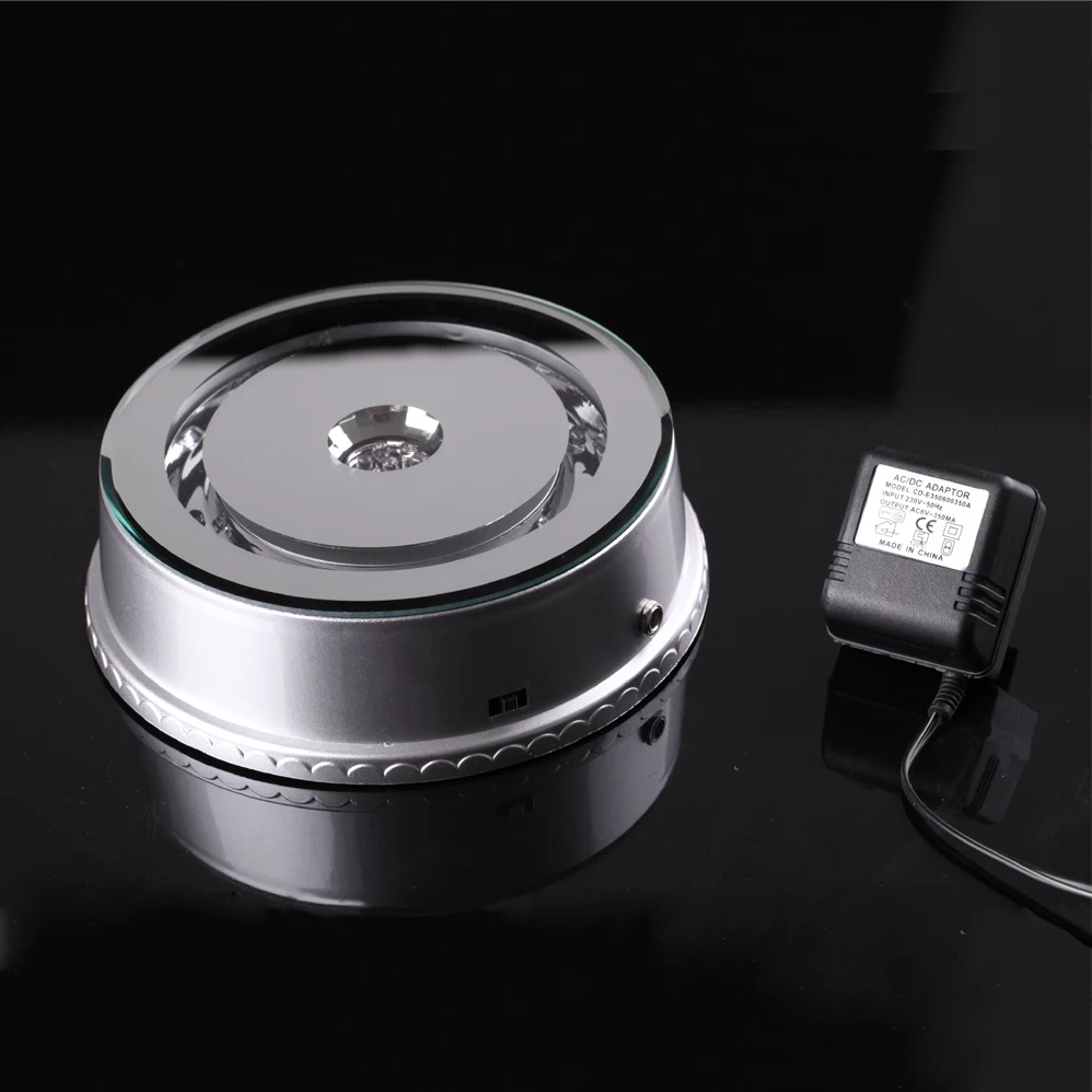 16cm Plastic rotating mirror led light base bottle glorifier display stand