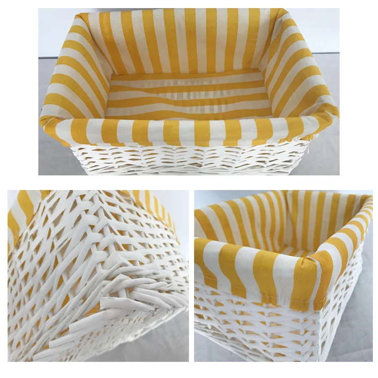 
Hot selling white wicker woven square baby gift storage basket 