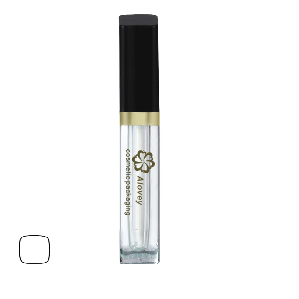 Middle Circle Gold UV Coating Shiny Black Top Square Lipgloss Tube