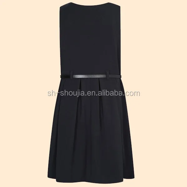 Girls Navy School Belted Skater Pinafore