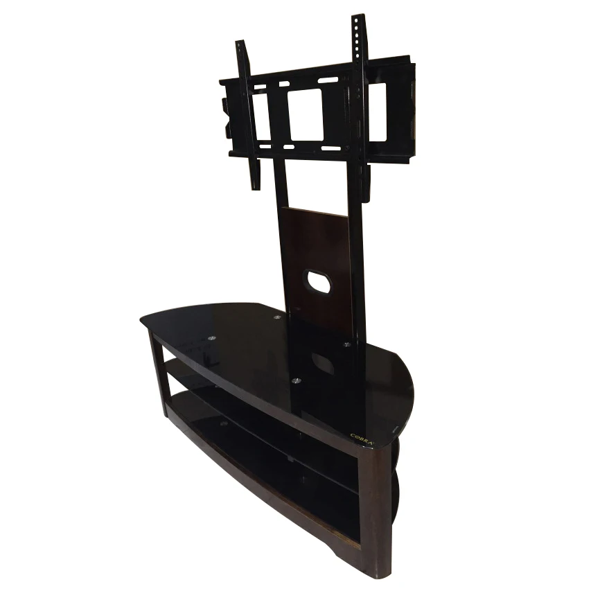 Подставка под телевизор изогнутая деревянная с натуральным лаком, угловая Подставка для телевизора черного и орехового цвета с ЖК-дисплеем 32 ~ 55 дюймов