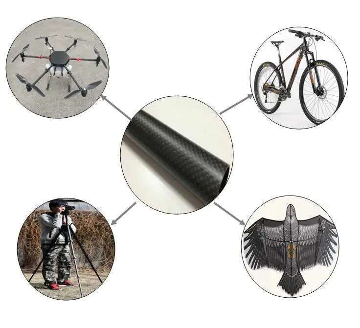 The 4PCS 3k 100% Full Carbon Fiber Circular Tube Twill Matte 500mm Length