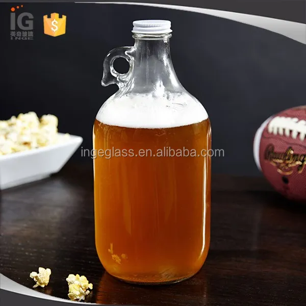 64 oz Clear Glass Growler With Black Cap,Personalized Glass Beer Growler