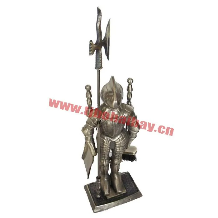 
Antique brass three pieces combined fireplace tool set 