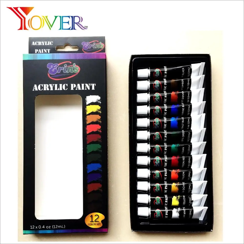 Hot Sale on Amazon cheap price 12pcs 12ml Artist Acrylic Paint Set