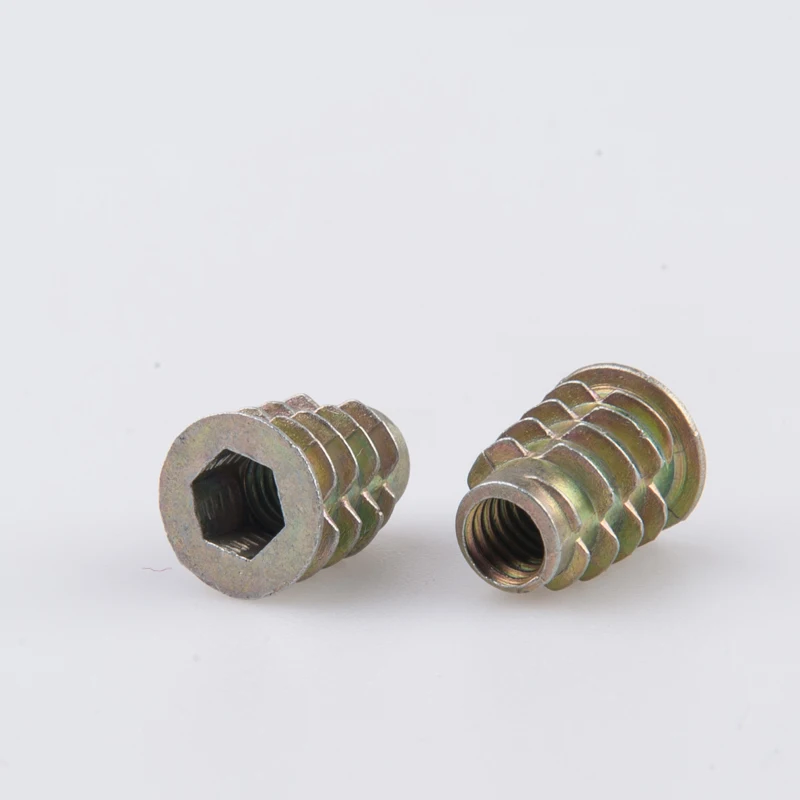 Zinc Plate Barrel Hex Socket  Insert Nut For Wooden Furniture