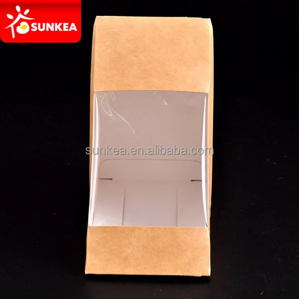 75mm disposable custom made kraft sandwich wedge box with PET window