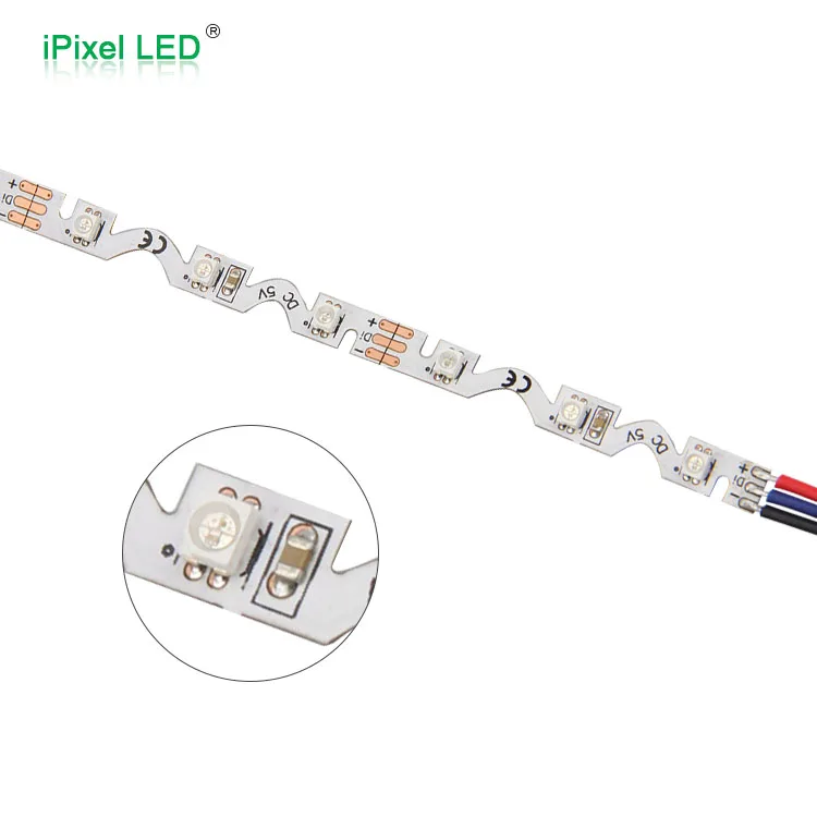 S shape 6MM 3528 SMD 60 LEDs flexible led strip 5V addressable rgb bendable strip led