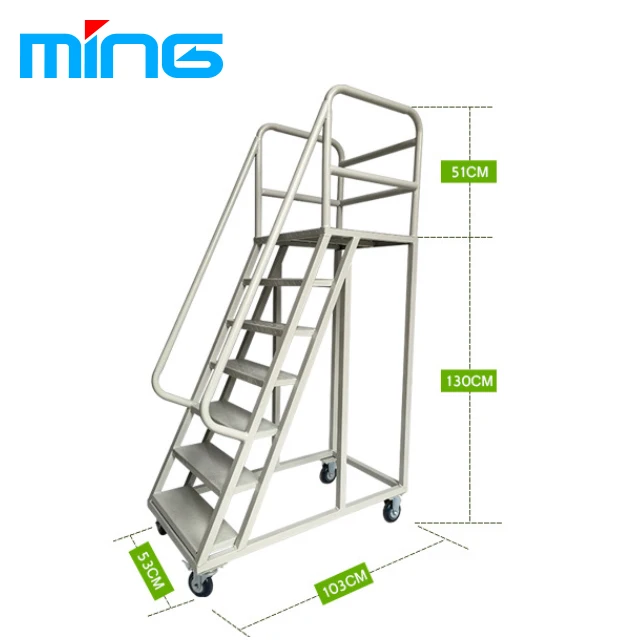 Warehouse Truck Moveable Stairs Rolling Ladders