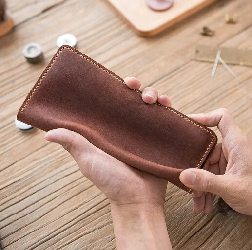 Hot Sale Fancy Purses Bifold Crazy Horse Skin Retro Wallets Genuine African Men Leather Wallet