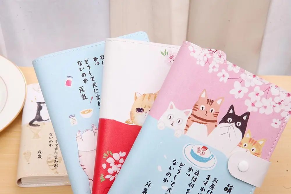 Korea stationery cute weekly planner PU cover mini notebook with CMYK printing for kids