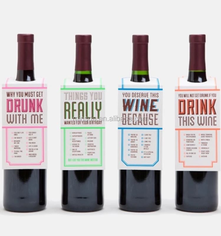 Minsda Custom printed wine bottle neck tags hang tags for wine bottle wine security tag