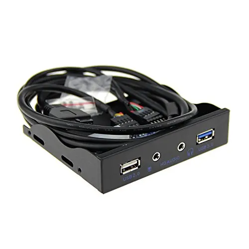 Front for 3.5-in Floppy Drive Panel with Audio Bracket Motherboard 20pin to USB 3.0 + USB 2.0 HUB Adapter Cable