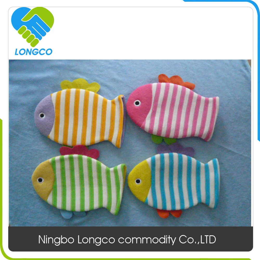 Factory price fish shap bath gloves mitts