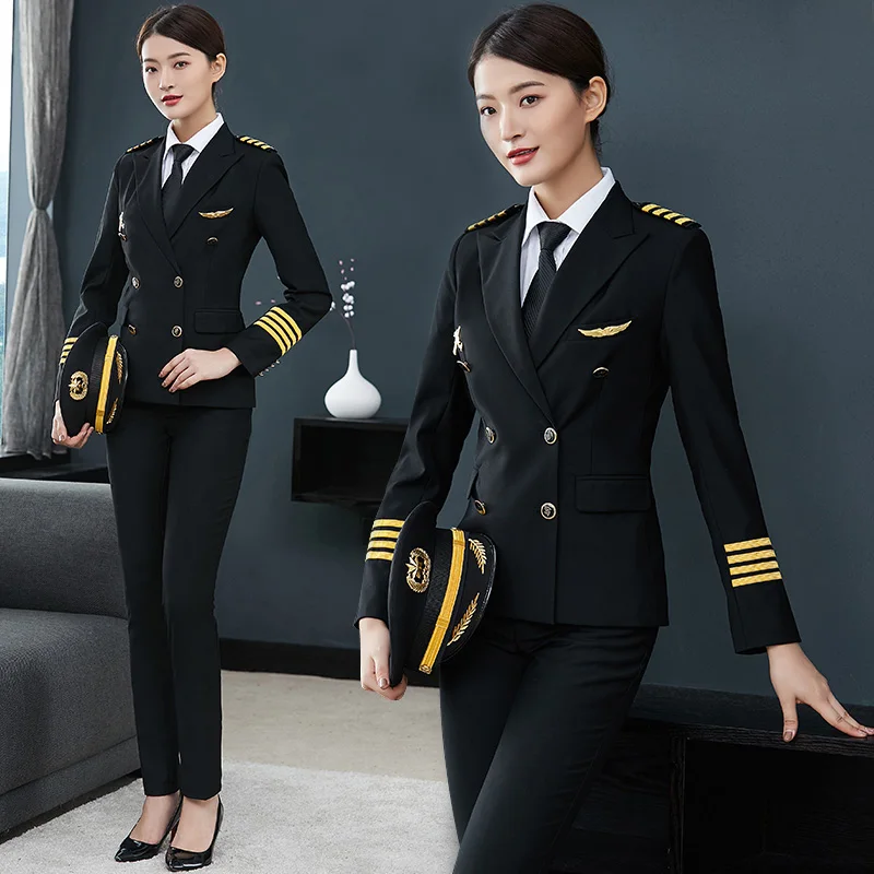 Wholesale Airline Aviation Black Women Pilot Uniform high quality