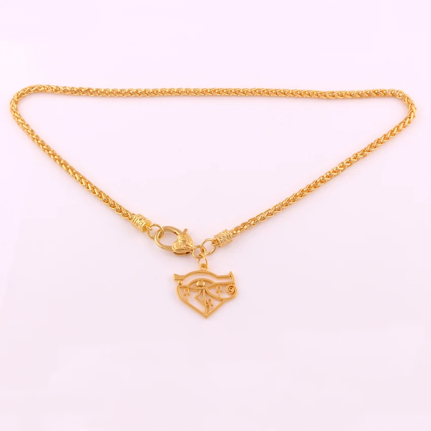 N413 Trade Assurance Egyptian Eye Of Horus Cross Charms Pendant Religious Gold Colour Necklace