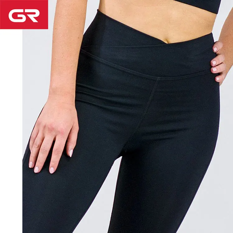 Quick Drying Cross V Full Length High Waist Tights Leggings Women Active Leggings
