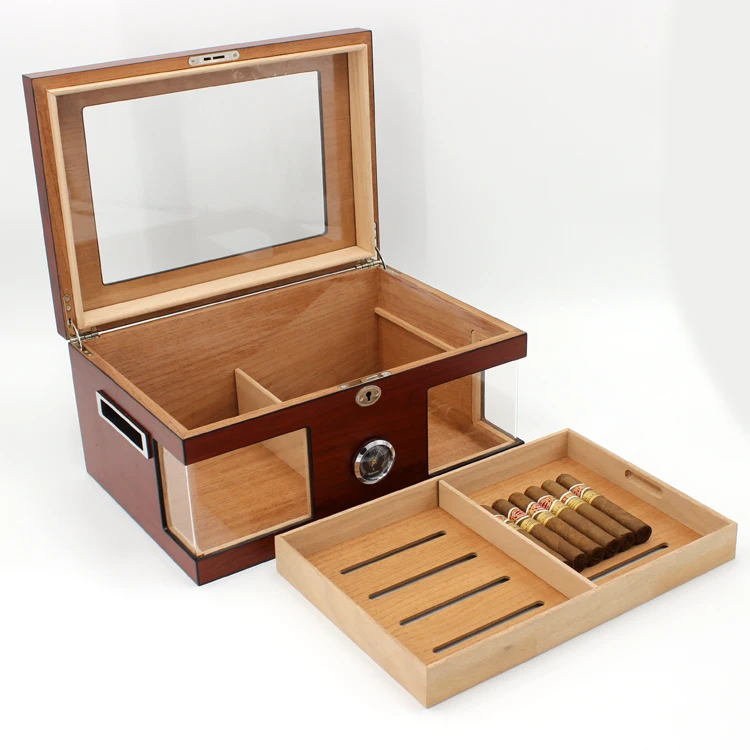 
wholesale modern solid acrylic cigar box cedar wooden cigar humidor 