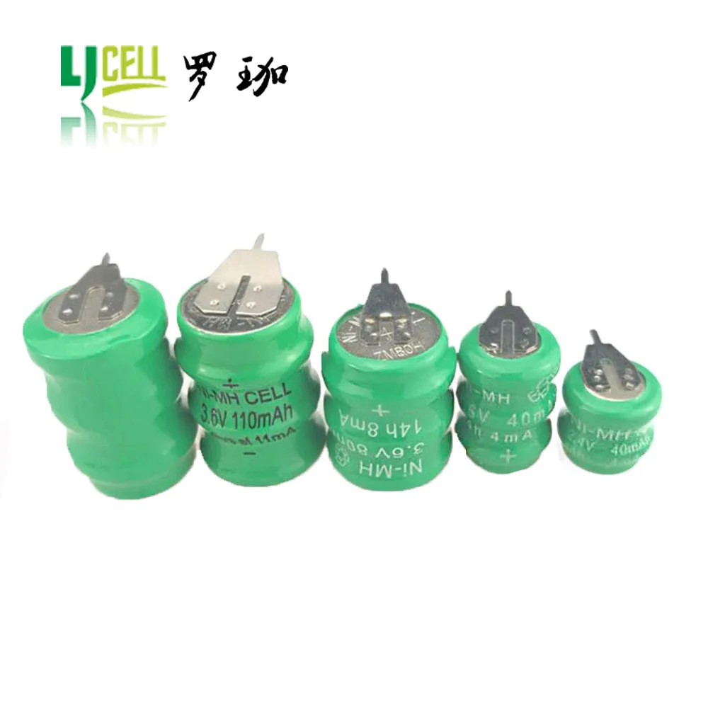 Environmental Friendly 3.6V 80Mah NI-MH Rechargeable Coin Cell 80H Nimh Battery