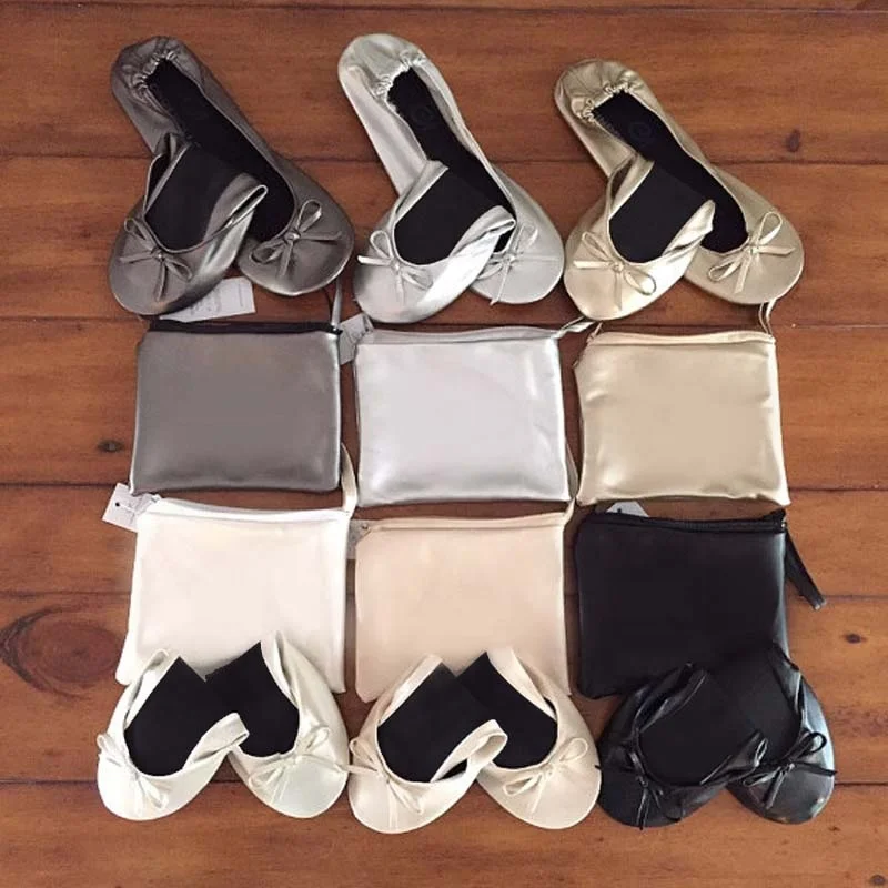 
Hot Selling Night club gold flat dance shoes ballerina folding shoes pumps disposable ballet shoes 