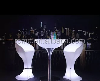 stainless steel base glass top Multi Color Changing illuminated Fashion round LED Bar cocktail Table