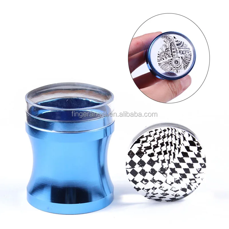 Blue Top Quality Metal Handle XL 4cm Jelly Silicone Stamper  DIY Polish Print Nail Stamp Plate