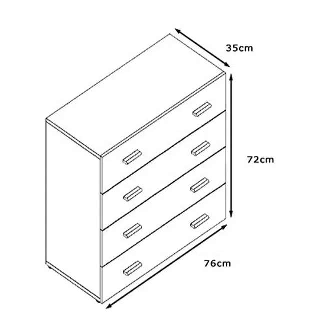High Gloss Matt MDF White Modern Design Chest of Drawers with 4 drawers for living room Apartment