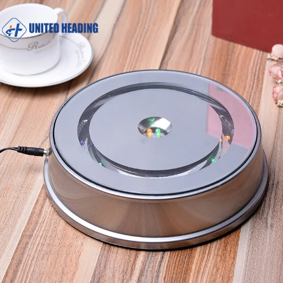 3D crystal rotating base  adapter powered 15leds 16cm diameter rotary led light base