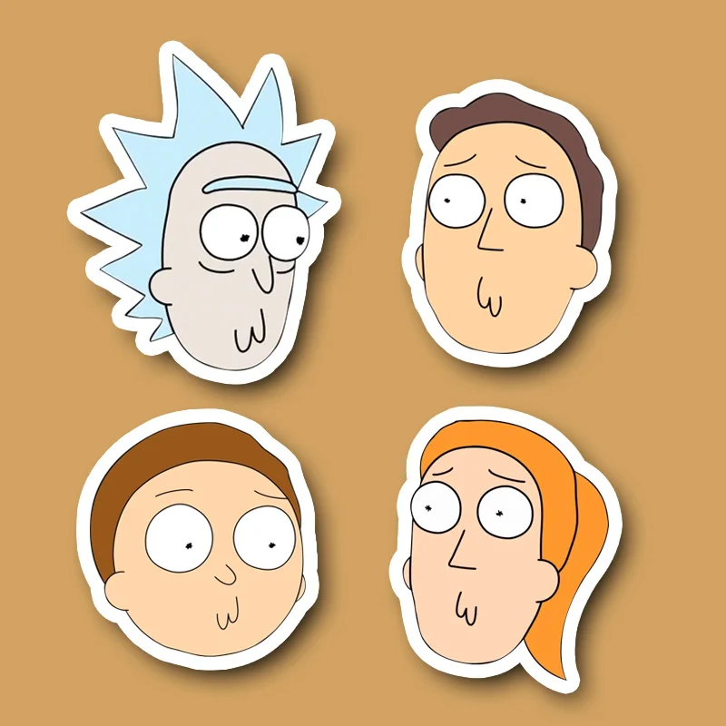 4pcs lot rick and morty Cute face Notebook refrigerator skateboard trolley case backpack Tables book PVC