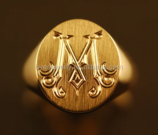 18k gold plated custom signet ring wholesale cheap