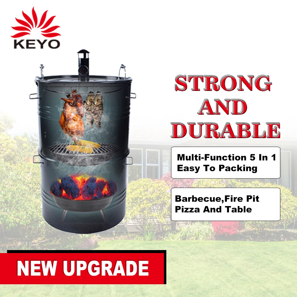 Smoker Grills Best Vertical Small Multi-Function Drum Bbq Grill Portable Charcoal Smoker