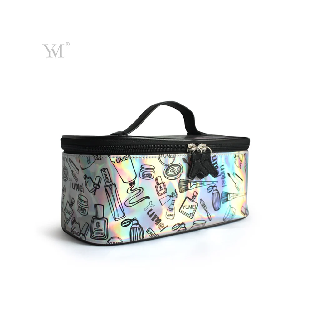 
Factory direct wholesale protective exw price in usd custom logo shiny laser pvc leather cosmetic travel bag 