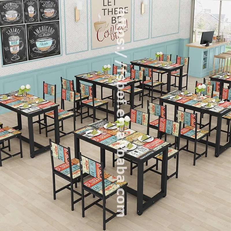 Квадратные обеденные столы и стулья для ресторана, модный кованый стол, дизайнерская мебель для кафе