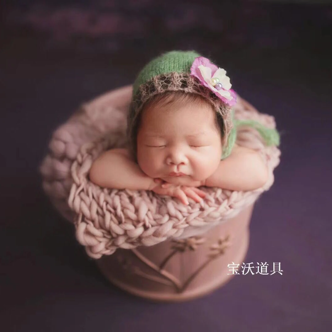 Iron Baby bucket photo prop Newborn baby bed for Photography props Vintage bucket basket photo props