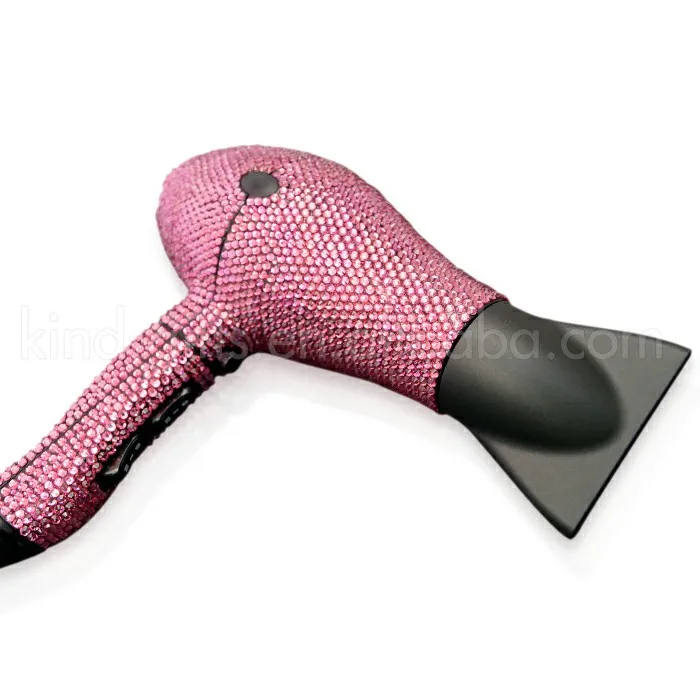Fancy Pattern Assorted Color Crystal Jeweled Available Hair Blow Dryer With Diffuser