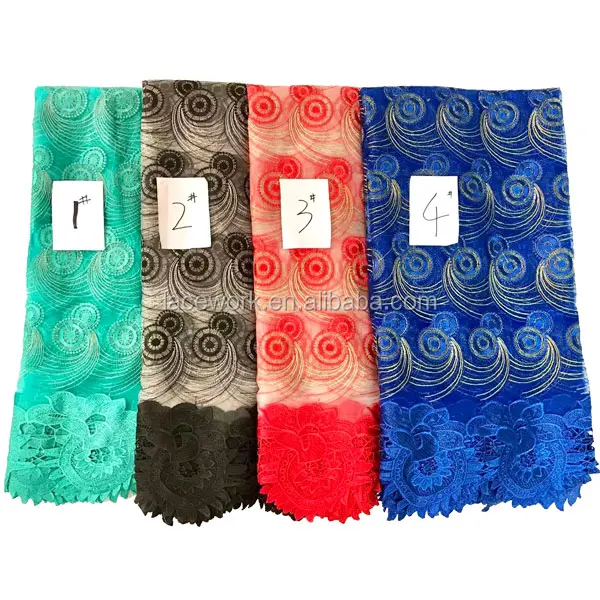 Wholesale african swiss voile lace high quality gold metallic tulle lace, african french lace fabric 5yards/piece