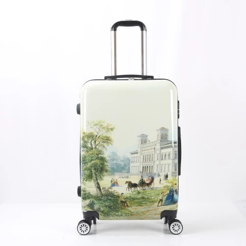 Custom Printed ABS PC Trolley Travel Luggage Adorable Beauty Case with Spinner Wheel Fashionable Suitcases for Women