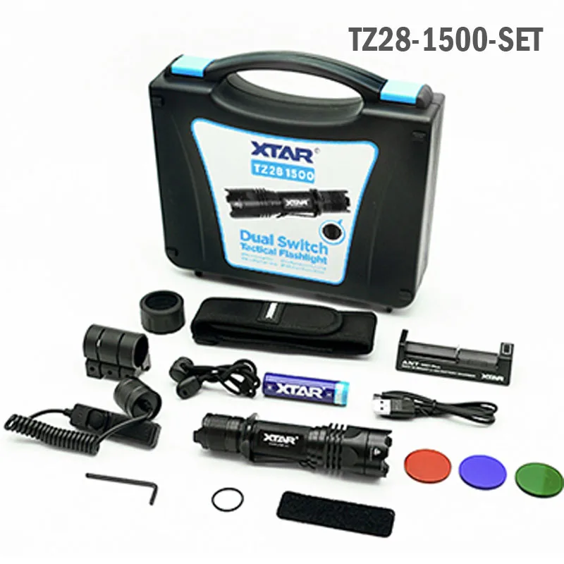 XTAR TZ28 1500 lumen professional durable USA military products police flashlight tactical with rechargeable battery and charger